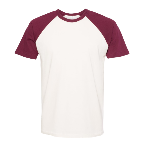 Next Level Apparel Unisex Cotton Raglan T-Shirt, Maroon / Natural, Front view
