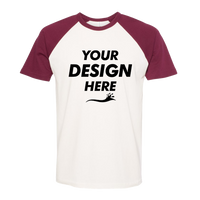 Next Level Apparel Unisex Cotton Raglan T-Shirt, Maroon / Natural, Front view, Mockup