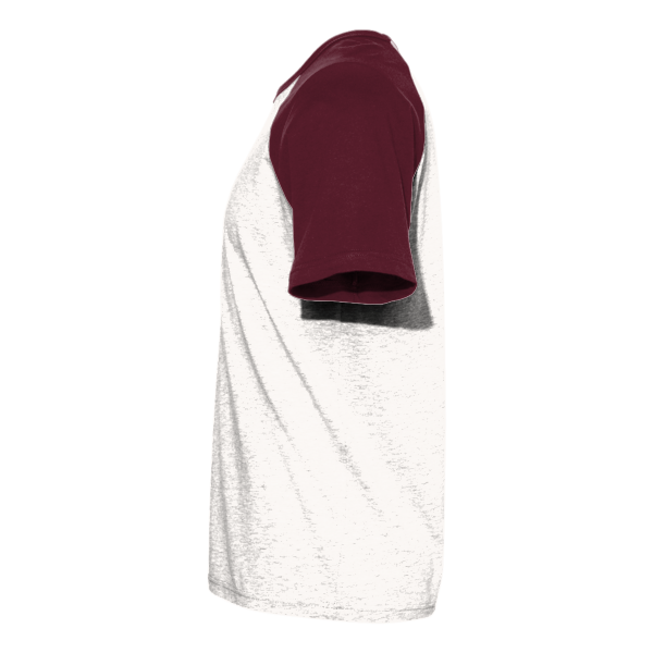 Next Level Apparel Unisex Cotton Raglan T-Shirt, Maroon / Natural, Left Sleeve view