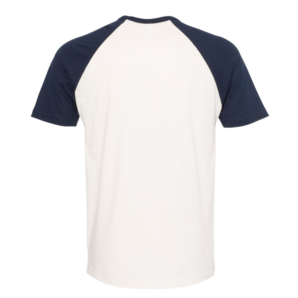 Next Level Apparel Unisex Cotton Raglan T-Shirt, Midnight Navy / Natural, Back view