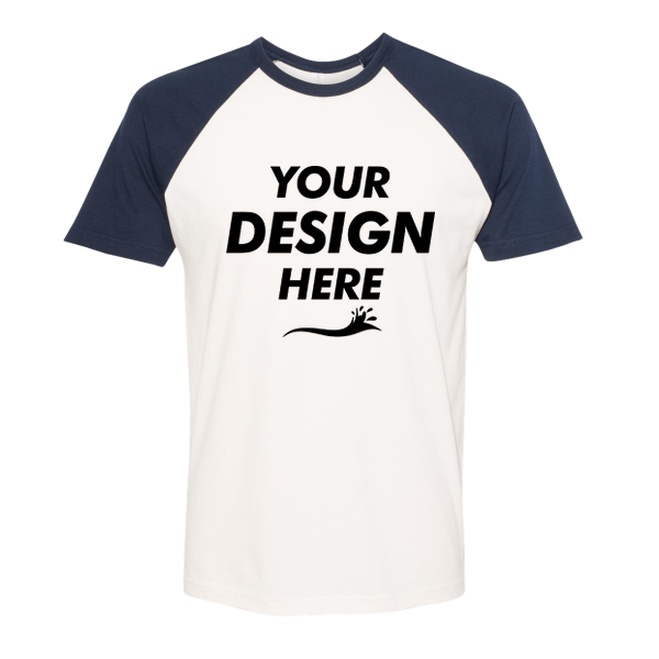 Next Level Apparel Unisex Cotton Raglan T-Shirt, Midnight Navy / Natural, Front view, Mockup
