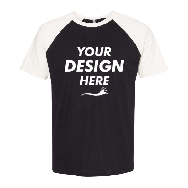 Next Level Apparel Unisex Cotton Raglan T-Shirt, Natural / Black, Front view, Mockup