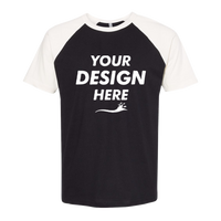 Next Level Apparel Unisex Cotton Raglan T-Shirt, Natural / Black, Front view, Mockup