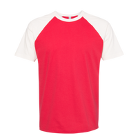 Next Level Apparel Unisex Cotton Raglan T-Shirt, Natural / Red, Front view