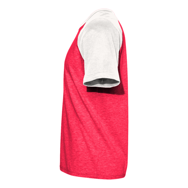 Next Level Apparel Unisex Cotton Raglan T-Shirt, Natural / Red, Left Sleeve view