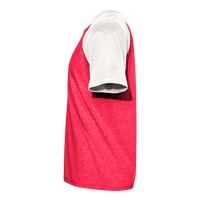 Next Level Apparel Unisex Cotton Raglan T-Shirt, Natural / Red, Left Sleeve view