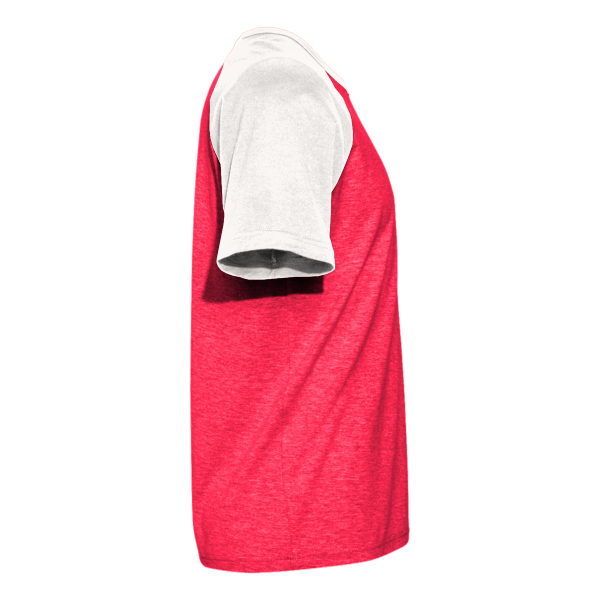 Next Level Apparel Unisex Cotton Raglan T-Shirt, Natural / Red, Right Sleeve view