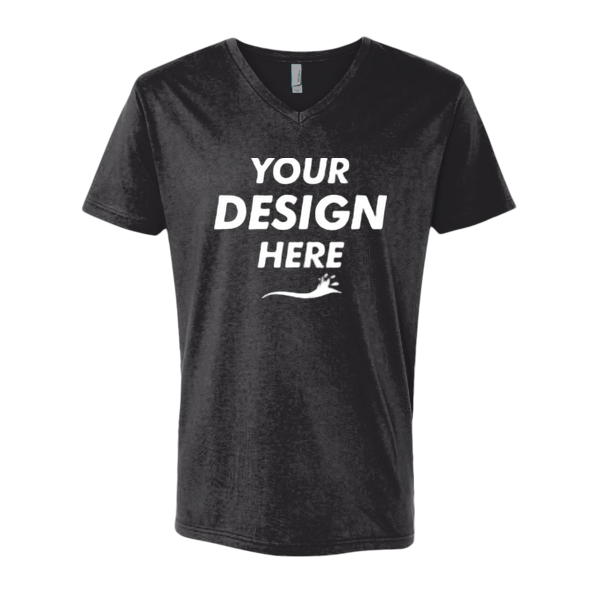 Next Level Apparel Unisex Cotton V-Neck T-Shirt, Black, Front view, Mockup