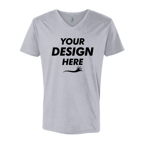 Next Level Apparel Unisex Cotton V-Neck T-Shirt, Heather Grey, Front view, Mockup