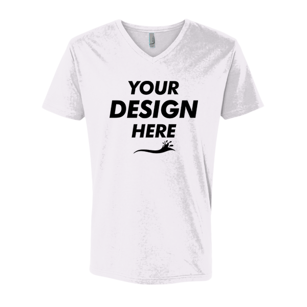 Next Level Apparel Unisex Cotton V-Neck T-Shirt, White, Front view, Mockup