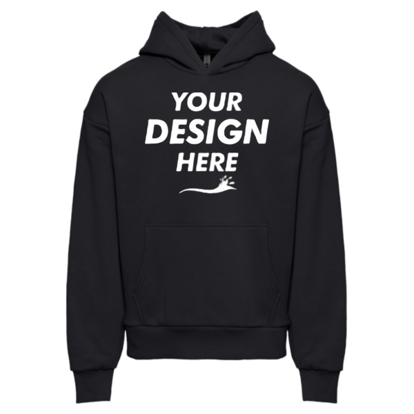 Next Level Apparel Unisex Heavyweight Fleece Hoodie Sweatshirt, Black, Front view, Mockup