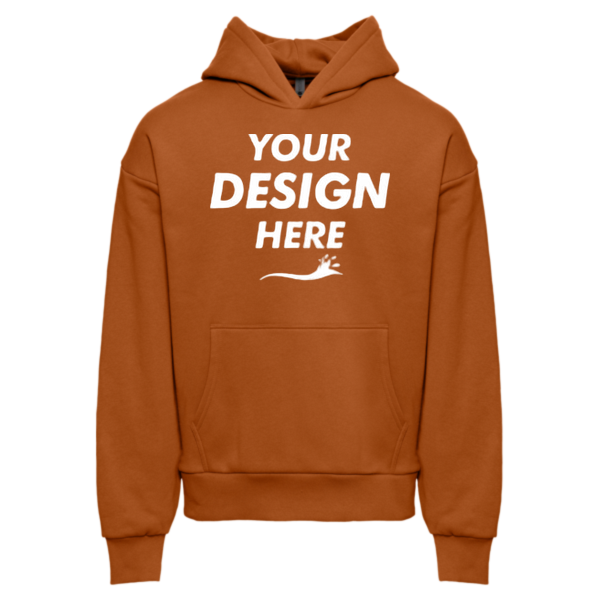 Next Level Apparel Unisex Heavyweight Fleece Hoodie Sweatshirt, Clay, Front view, Mockup