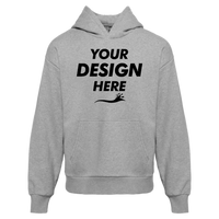 Next Level Apparel Unisex Heavyweight Fleece Hoodie Sweatshirt, Heather Grey, Front view, Mockup