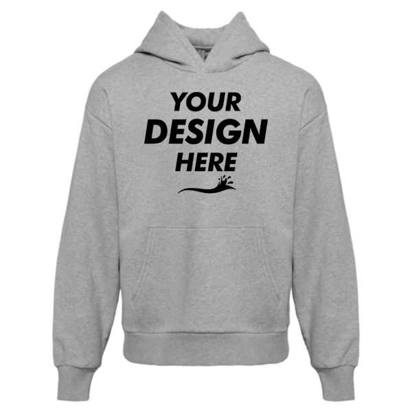 Next Level Apparel Unisex Heavyweight Fleece Hoodie Sweatshirt, Heather Grey, Front view, Mockup