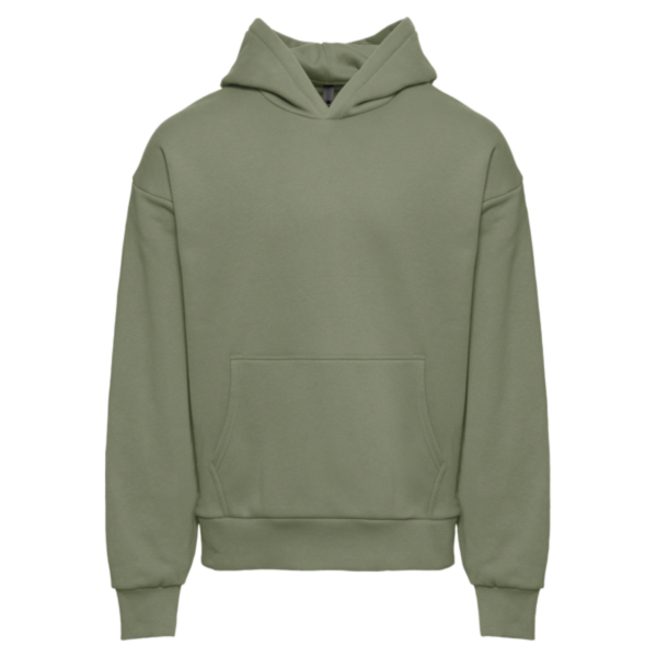 Next Level Apparel Unisex Heavyweight Fleece Hoodie Sweatshirt, Light Olive, Front view