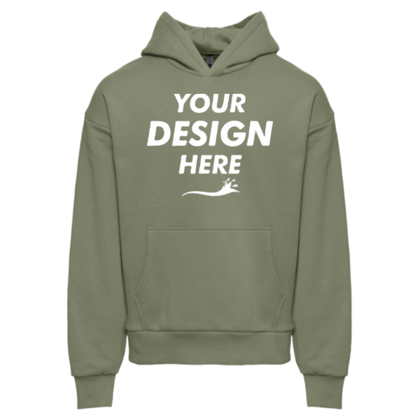 Next Level Apparel Unisex Heavyweight Fleece Hoodie Sweatshirt, Light Olive, Front view, Mockup