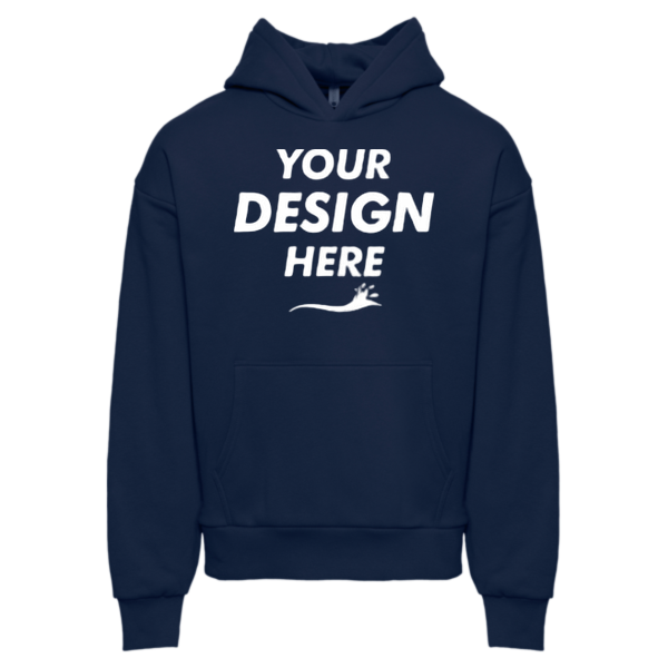 Next Level Apparel Unisex Heavyweight Fleece Hoodie Sweatshirt, Midnight Navy, Front view, Mockup