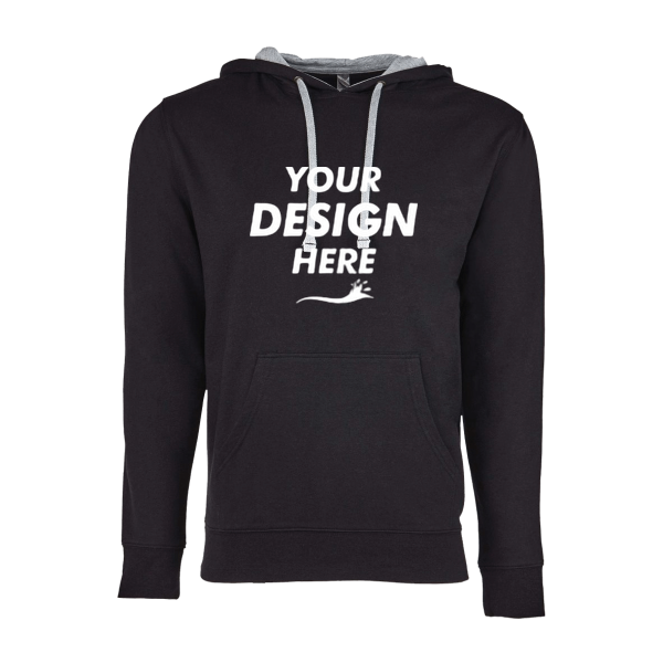 Next Level Apparel Unisex Laguna Hoodie Sweatshirt, Black / Heather Grey, Front view, Mockup
