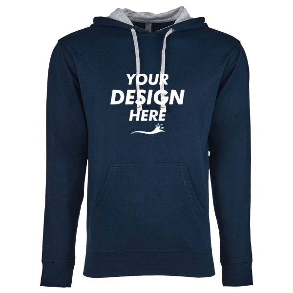 Next Level Apparel Unisex Laguna Hoodie Sweatshirt, Midnight Navy / Heather Grey, Front view, Mockup