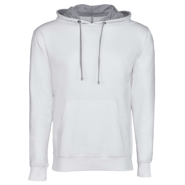 Next Level Apparel Unisex Laguna Hoodie Sweatshirt, White / Heather Grey, Front view