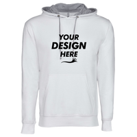 Next Level Apparel Unisex Laguna Hoodie Sweatshirt, White / Heather Grey, Front view, Mockup