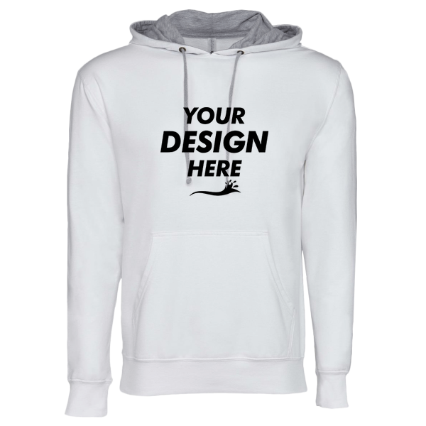 Next Level Apparel Unisex Laguna Hoodie Sweatshirt, White / Heather Grey, Front view, Mockup