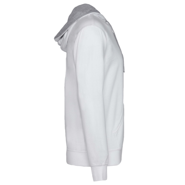 Next Level Apparel Unisex Laguna Hoodie Sweatshirt, White / Heather Grey, Right Sleeve view