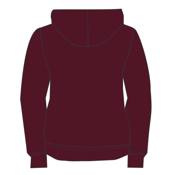 Next Level Apparel Unisex Laguna Sueded Hoodie Sweatshirt, Maroon, Back view