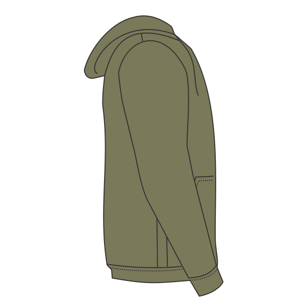 Next Level Apparel Unisex Malibu Hoodie Sweatshirt, Heather Military Green, Right Sleeve view
