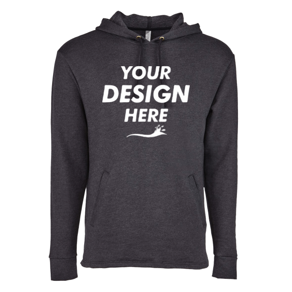 Next Level Apparel Unisex Malibu Welt Pocket Hoodie Sweatshirt, Heather Black, Front view, Mockup