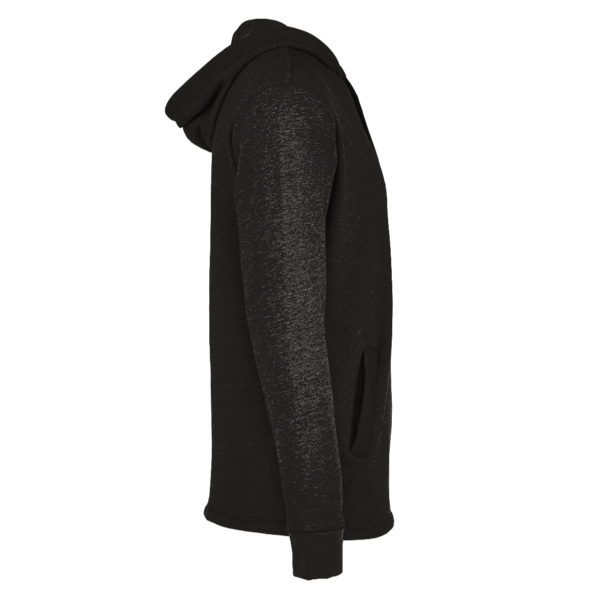 Next Level Apparel Unisex Malibu Welt Pocket Hoodie Sweatshirt, Heather Black, Right Sleeve view