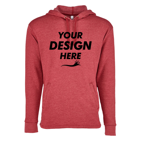 Next Level Apparel Unisex Malibu Welt Pocket Hoodie Sweatshirt, Heather Cardinal, Front view, Mockup