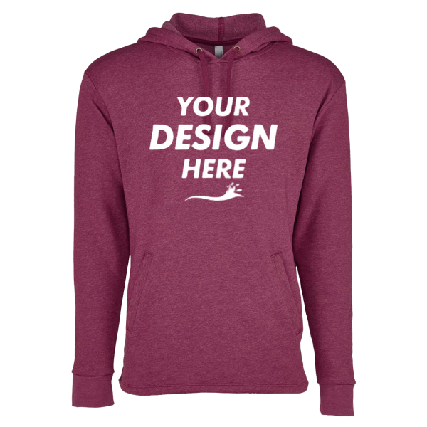 Next Level Apparel Unisex Malibu Welt Pocket Hoodie Sweatshirt, Heather Maroon, Front view, Mockup