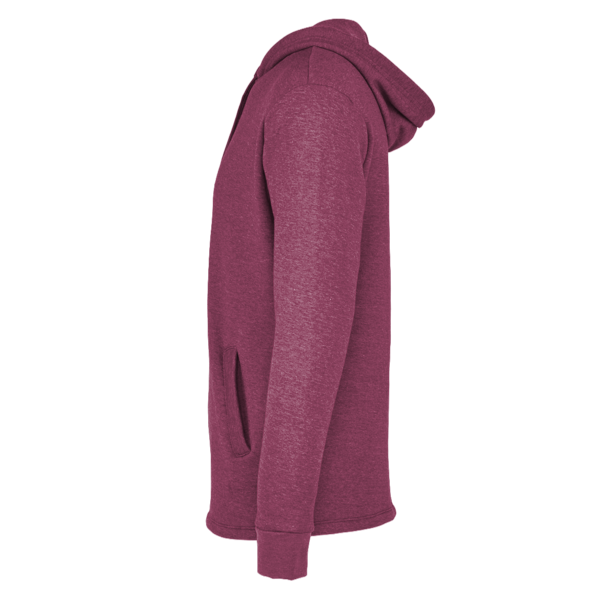 Next Level Apparel Unisex Malibu Welt Pocket Hoodie Sweatshirt, Heather Maroon, Left Sleeve view