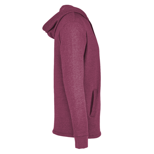 Next Level Apparel Unisex Malibu Welt Pocket Hoodie Sweatshirt, Heather Maroon, Right Sleeve view