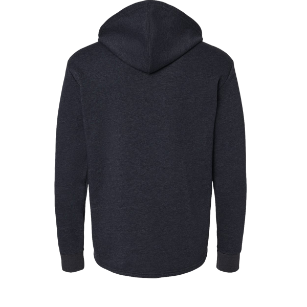 Next Level Apparel Unisex Malibu Welt Pocket Hoodie Sweatshirt, Heather Midnight Navy, Back view