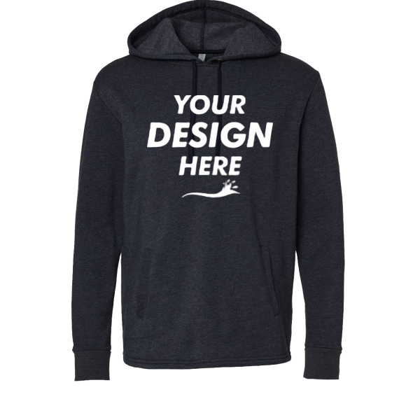 Next Level Apparel Unisex Malibu Welt Pocket Hoodie Sweatshirt, Heather Midnight Navy, Front view, Mockup