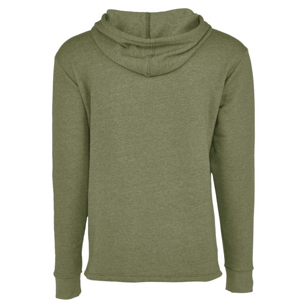 Next Level Apparel Unisex Malibu Welt Pocket Hoodie Sweatshirt, Heather Military Green, Back view