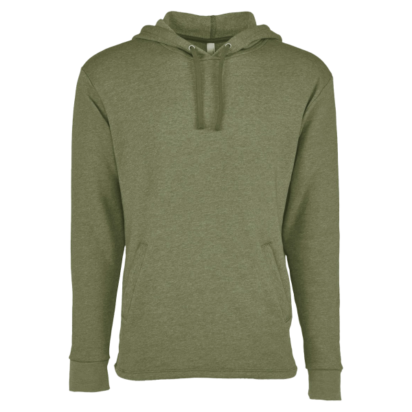 Next Level Apparel Unisex Malibu Welt Pocket Hoodie Sweatshirt, Heather Military Green, Front view