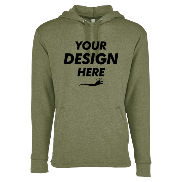 Next Level Apparel Unisex Malibu Welt Pocket Hoodie Sweatshirt, Heather Military Green, Front view, Mockup