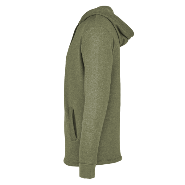 Next Level Apparel Unisex Malibu Welt Pocket Hoodie Sweatshirt, Heather Military Green, Left Sleeve view