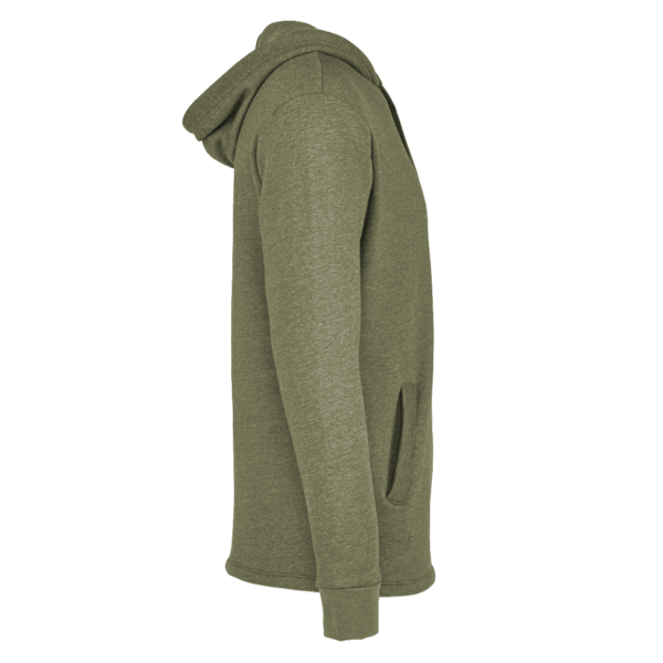 Next Level Apparel Unisex Malibu Welt Pocket Hoodie Sweatshirt, Heather Military Green, Right Sleeve view
