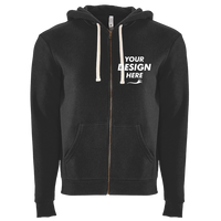 Next Level Apparel Unisex Santa Barbara Full-Zip Hoodie Sweatshirt, Black, Front view, Mockup