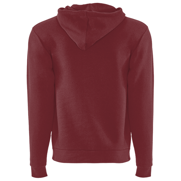 Next Level Apparel Unisex Santa Barbara Full-Zip Hoodie Sweatshirt, Maroon, Back view