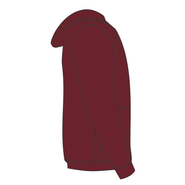 Next Level Apparel Unisex Santa Barbara Full-Zip Hoodie Sweatshirt, Maroon, Right Sleeve view