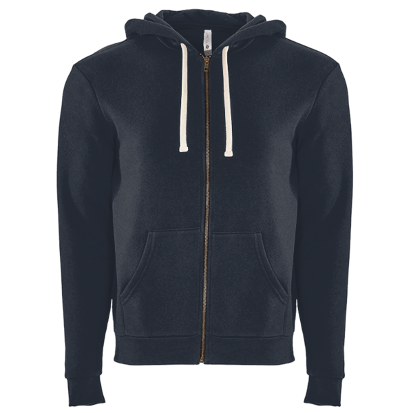 Next Level Apparel Unisex Santa Barbara Full-Zip Hoodie Sweatshirt, Midnight Navy, Front view