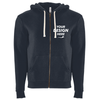 Next Level Apparel Unisex Santa Barbara Full-Zip Hoodie Sweatshirt, Midnight Navy, Front view, Mockup