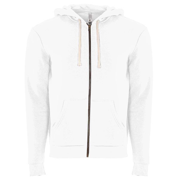 Next Level Apparel Unisex Santa Barbara Full-Zip Hoodie Sweatshirt, White, Front view