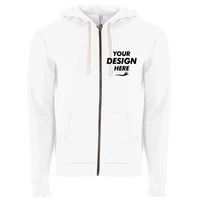 Next Level Apparel Unisex Santa Barbara Full-Zip Hoodie Sweatshirt, White, Front view, Mockup