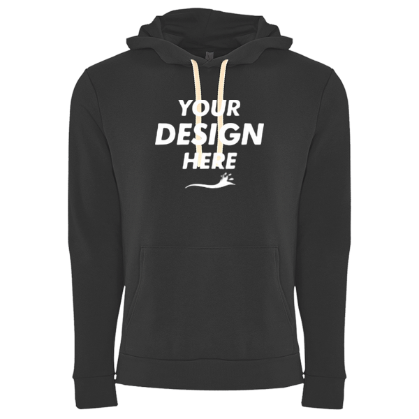 Next Level Apparel Unisex Santa Barbara Hoodie Sweatshirt, Graphite Black / Graphite Black, Front view, Mockup